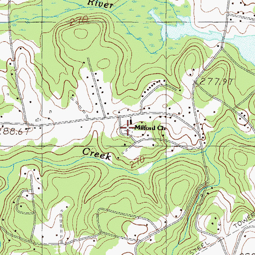 Topographic Map of Milford Cemetery, SC