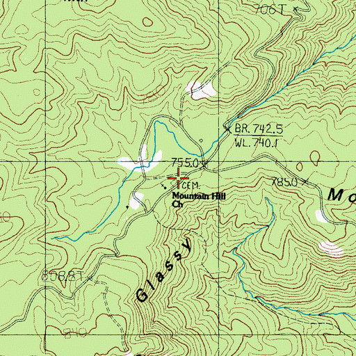 Topographic Map of Mountain Hill Cemetery, SC