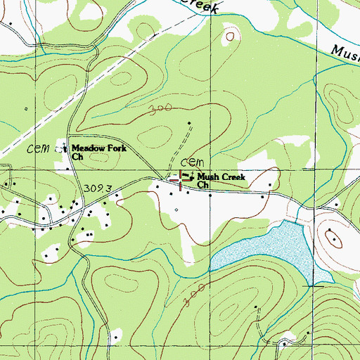 Topographic Map of Mush Creek Cemetery, SC