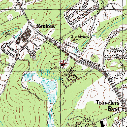 Topographic Map of North Greenville Hospital, SC
