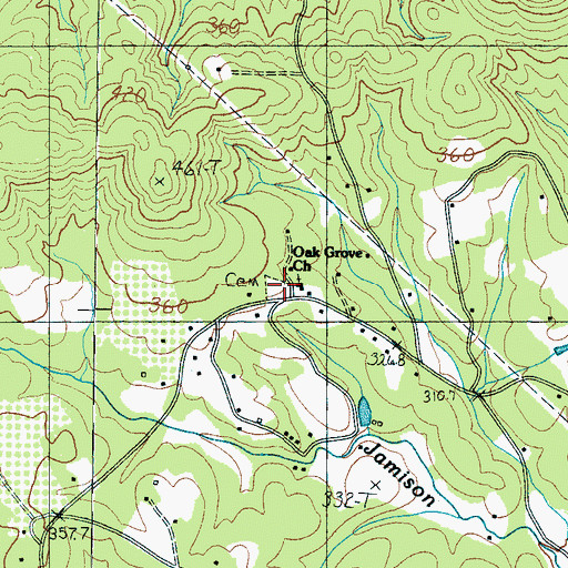 Topographic Map of Oak Grove Baptist Church Graveyard, SC