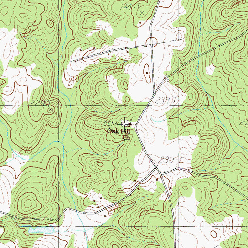 Topographic Map of Oak Hill Cemetery, SC