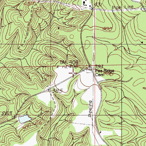 Topographic Map of Pea Ridge Church, AL