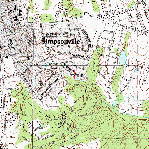 Topographic Map of Poinsettia, SC