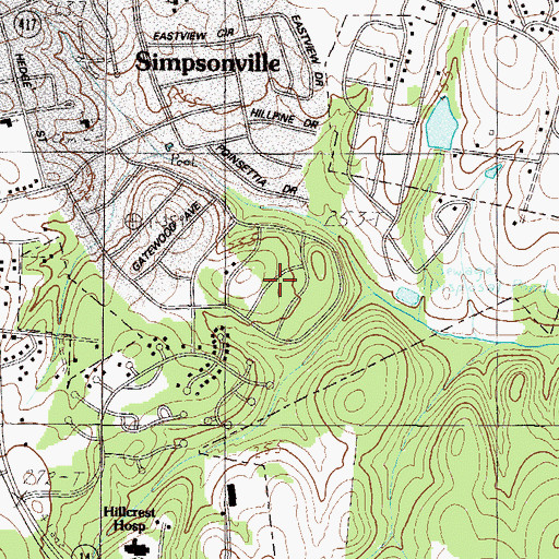 Topographic Map of Powderhorn, SC