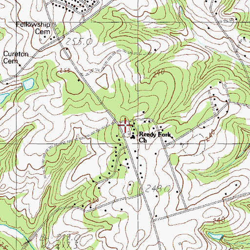 Topographic Map of Reedy Fork Cemetery, SC