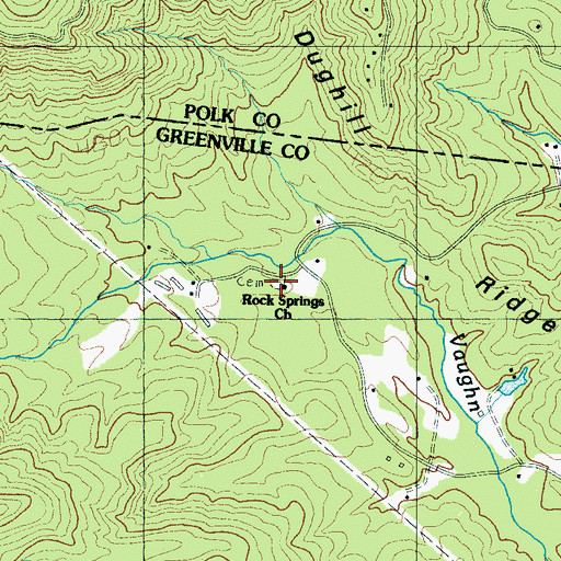 Topographic Map of Rock Springs Baptist Church Graveyard, SC