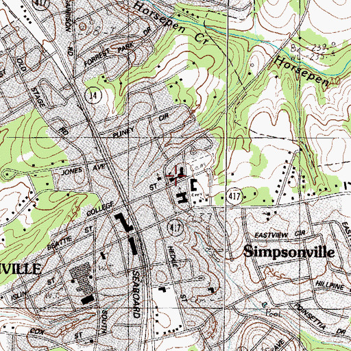 Topographic Map of Simpsonville Elementary School, SC