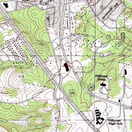 Topographic Map of Simpsonville Plaza Shopping Center, SC