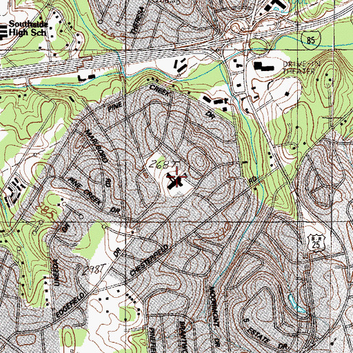 Topographic Map of Sirrine Elementary School, SC