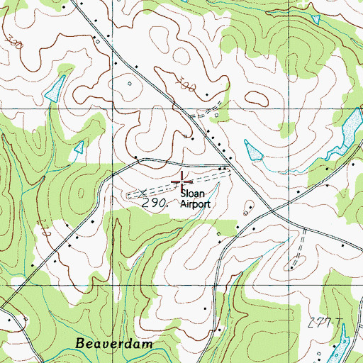 Topographic Map of Sloan Airport (historical), SC
