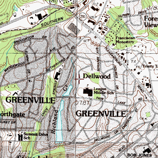 Topographic Map of Stone Lake Heights, SC
