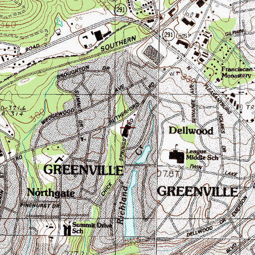 Topographic Map of Stone Plaza Shopping Center, SC