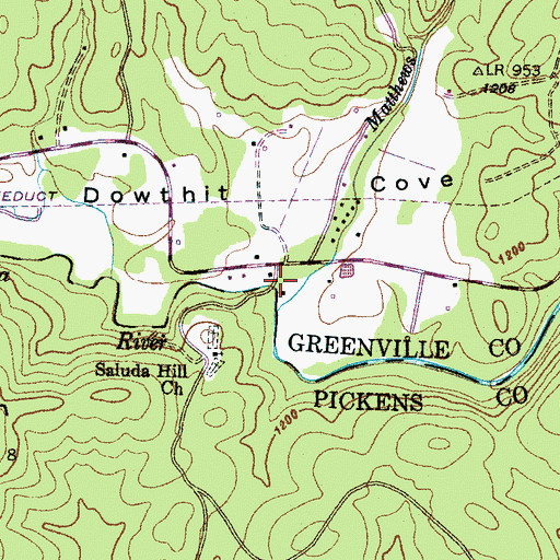 Topographic Map of Table Rock Bridge, SC