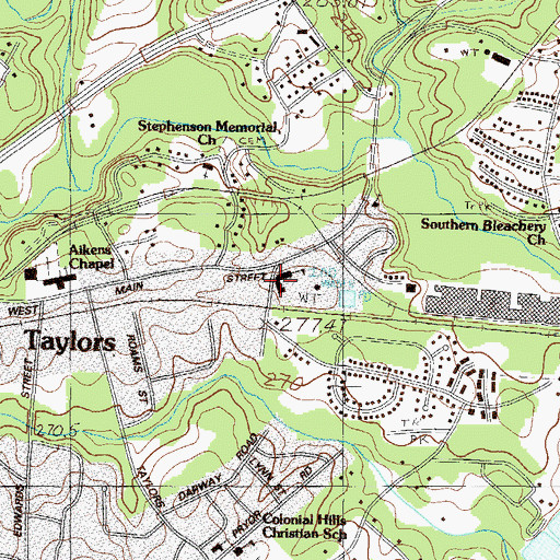 Topographic Map of Taylors Elementary School, SC