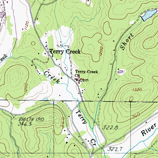 Topographic Map of Terrys Creek Cemetery, SC