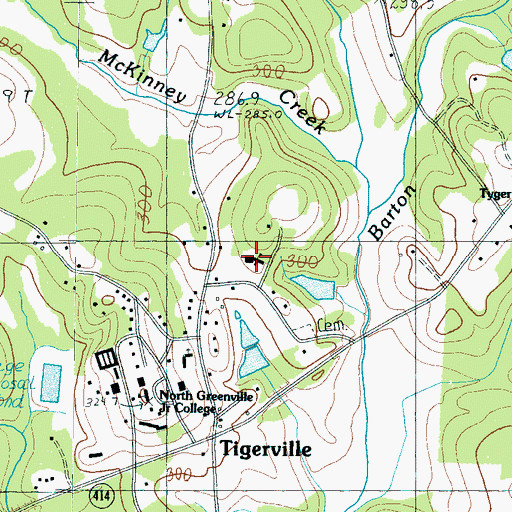 Topographic Map of Tigerville Elementary School, SC