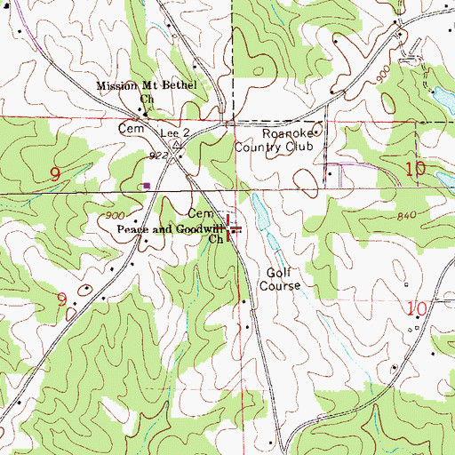 Topographic Map of Peace and Goodwill Church, AL
