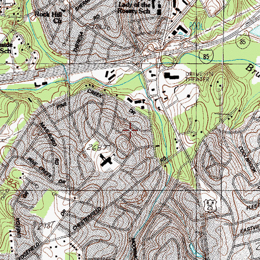 Topographic Map of Woodfield Heights, SC