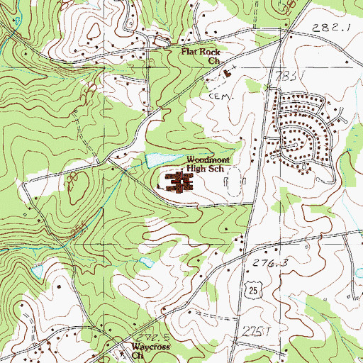 Topographic Map of Woodmont High School, SC