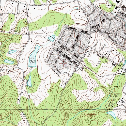 Topographic Map of Adams Mill Estates, SC