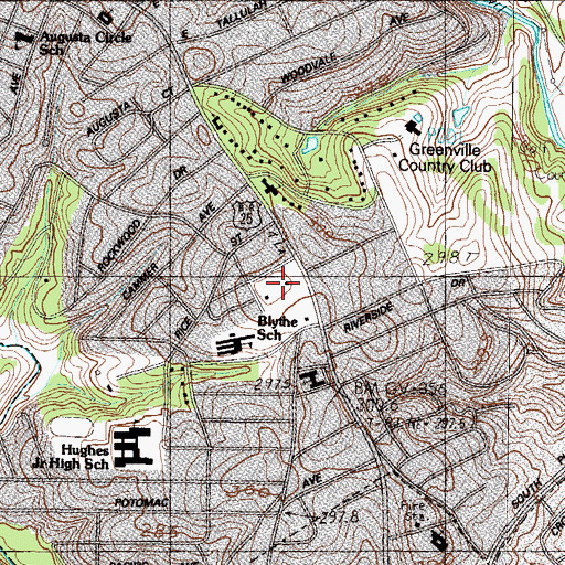 Topographic Map of Augusta Road Park, SC