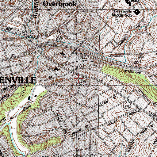 Topographic Map of Bell Plaza Shopping Center, SC