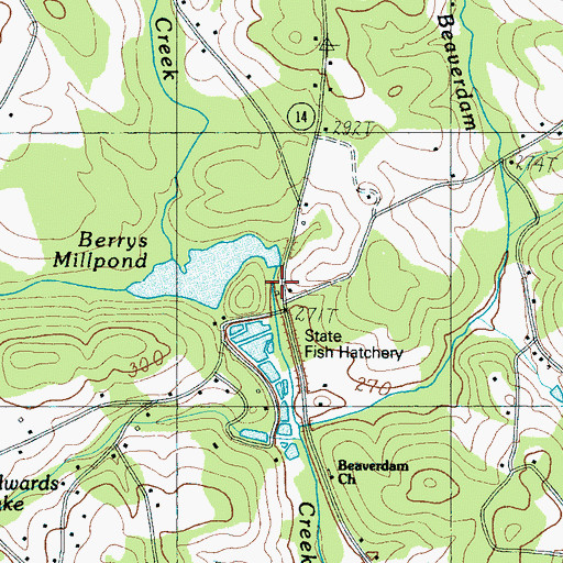 Topographic Map of Berry Mill (historical), SC