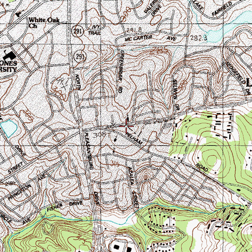 Topographic Map of Burns Corner Shopping Center, SC