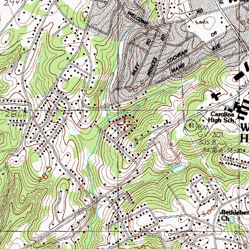 Topographic Map of Carolina Heights, SC