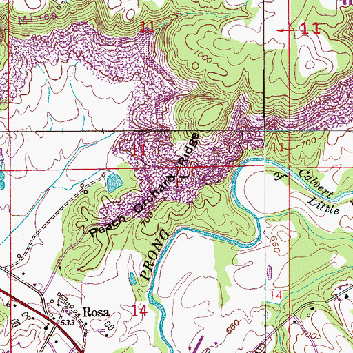 Topographic Map of Peach Orchard Ridge, AL