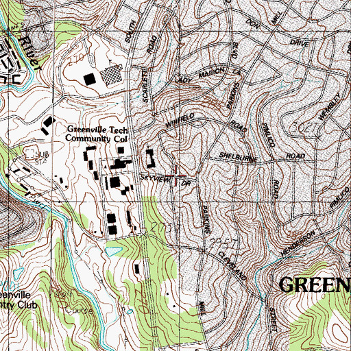 Topographic Map of Cavalier Heights, SC
