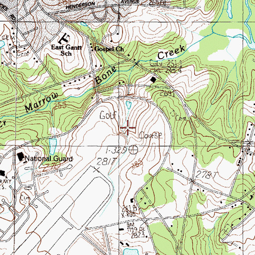 Topographic Map of Donaldson Golf Course, SC