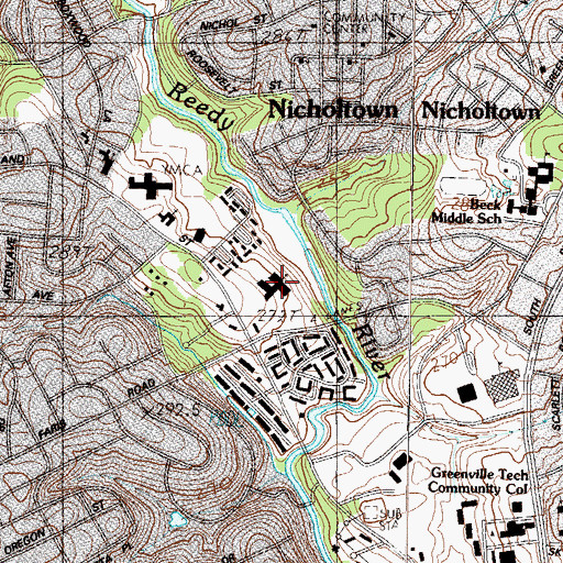 Topographic Map of First Baptist Church of Greenville, SC
