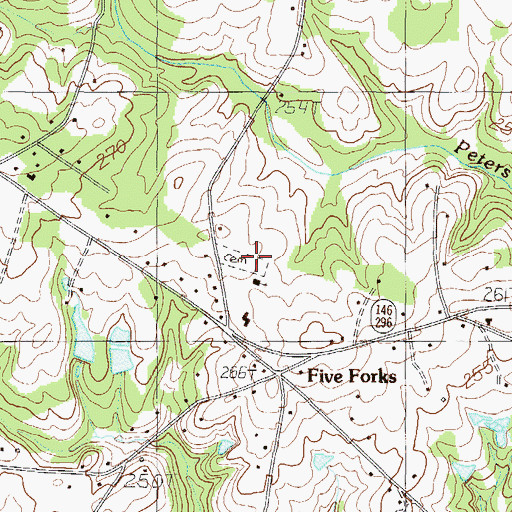 Topographic Map of Five Forks Cemetery, SC