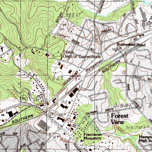 Topographic Map of Greenville County, SC