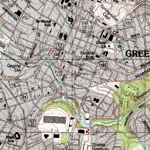 Topographic Map of Greenville County Jail, SC