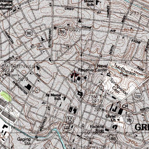Topographic Map of Greenville Female College (historical), SC