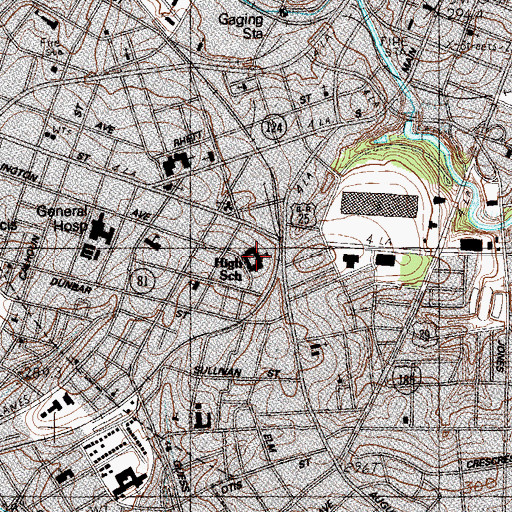 Topographic Map of Greenville High School, SC