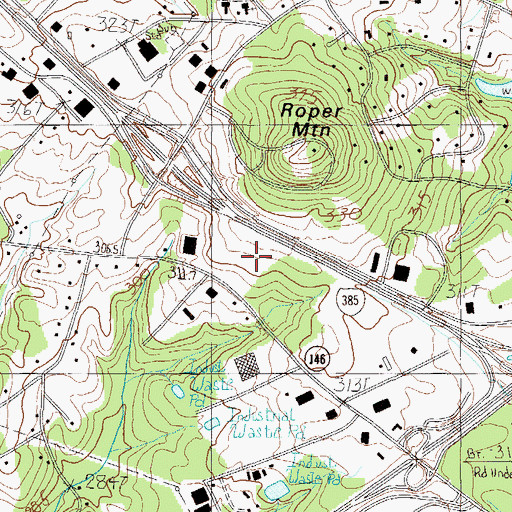 Topographic Map of Greenville Mall Shopping Center, SC