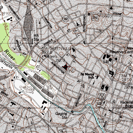 Topographic Map of Greenville Post Office, SC