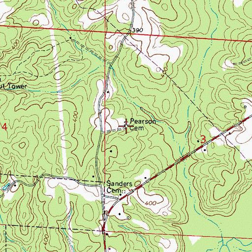 Topographic Map of Pearson Cemetery, AL