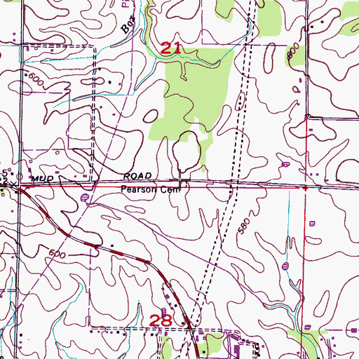 Topographic Map of Pearson Cemetery, AL