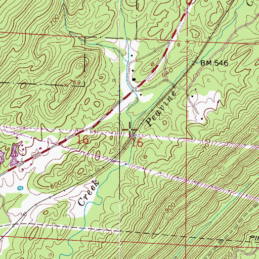 Topographic Map of Peavine Branch, AL