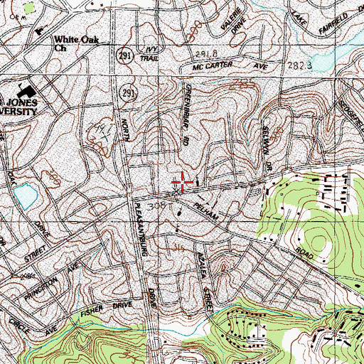 Topographic Map of North Hills Shopping Center, SC