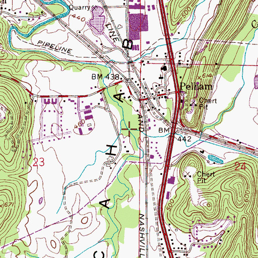 Topographic Map of Peavine Creek, AL