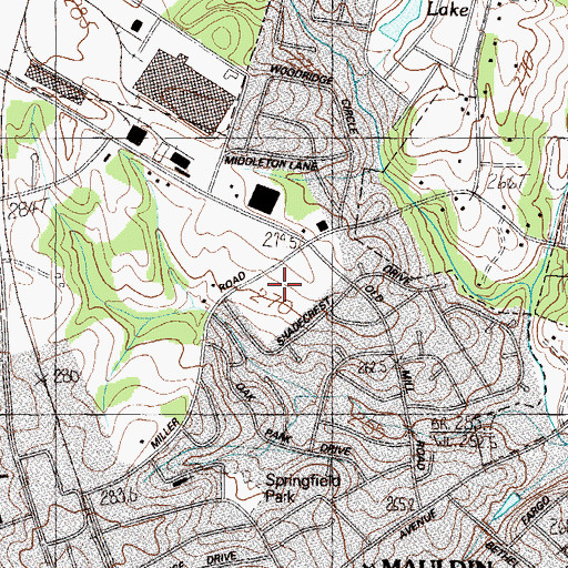 Topographic Map of Parkwood, SC