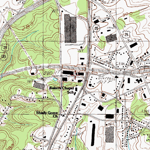 Topographic Map of Piedmont Industrial Park, SC