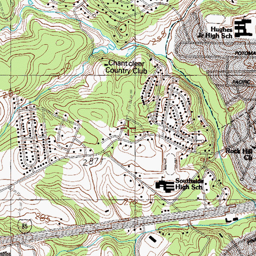 Topographic Map of Pine Hill Village, SC