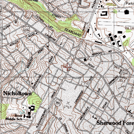 Topographic Map of Pleasantburg Shopping Center, SC